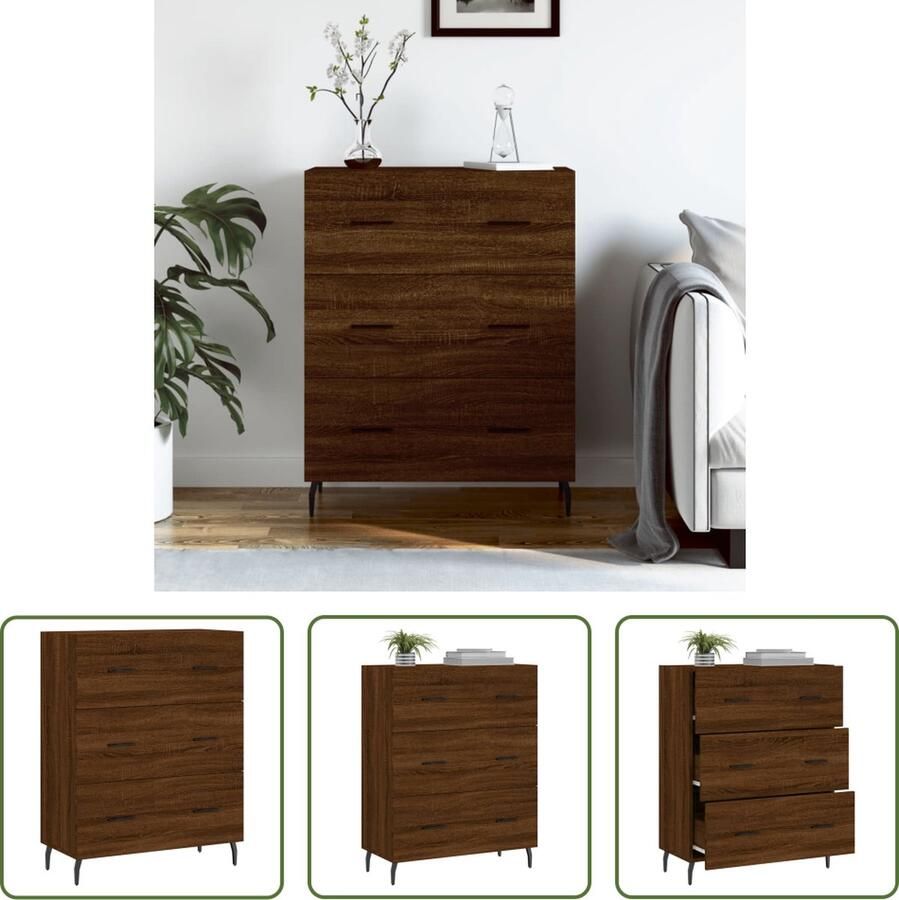 The Living Store Buffetkast Classic Dressoir 69.5 x 34 x 90 cm Bruineiken