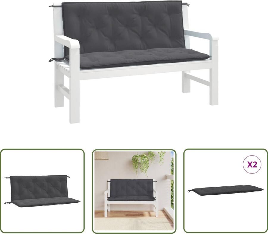 The Living Store Buitenbank Kussen 120 x 50 x 7 cm Polyester GemÃªleerd Antraciet Tuinbankkussens Buitenkussens Lounge Kussens Zitkussens Outdoor Kussens