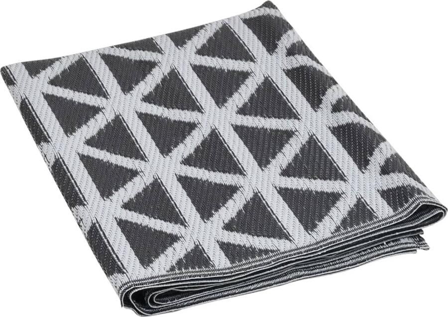 The Living Store Buitenkleed ARAKIL 140x200 cm polypropeen zwart Buitenkleed Tuintapijt Zwarte Jacquard Polypropyleen Terrasdecoratie - Foto 2