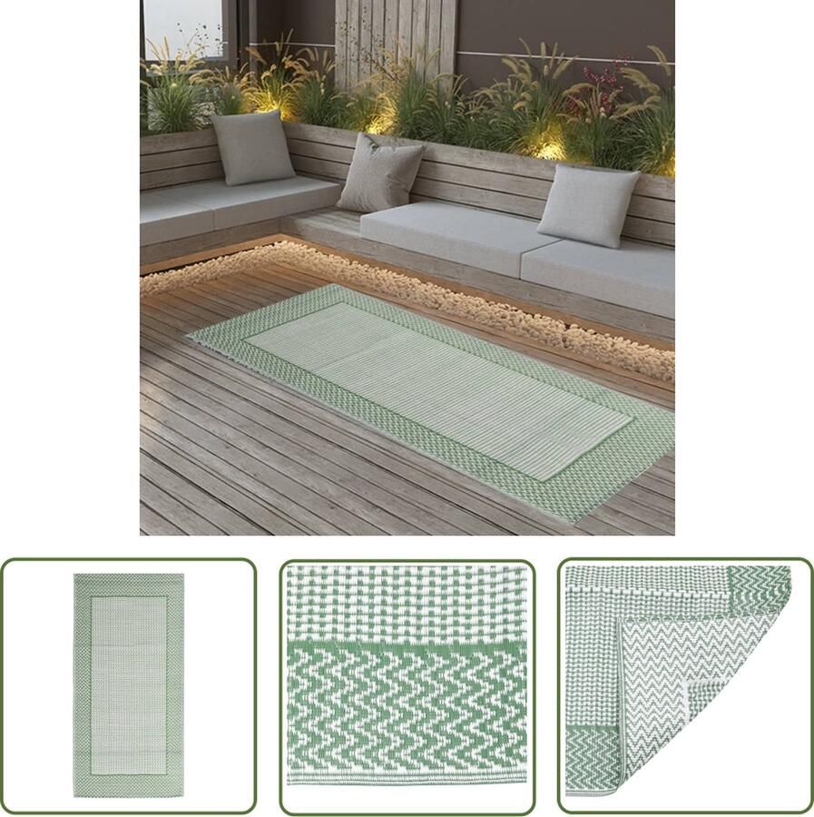 The Living Store Buitenkleed ARAKIL 80x150 cm polypropeen groen Tuintapijt Outdoor Vloerbedekking Patio Dekens Terrasdecoratie Zomertapijt