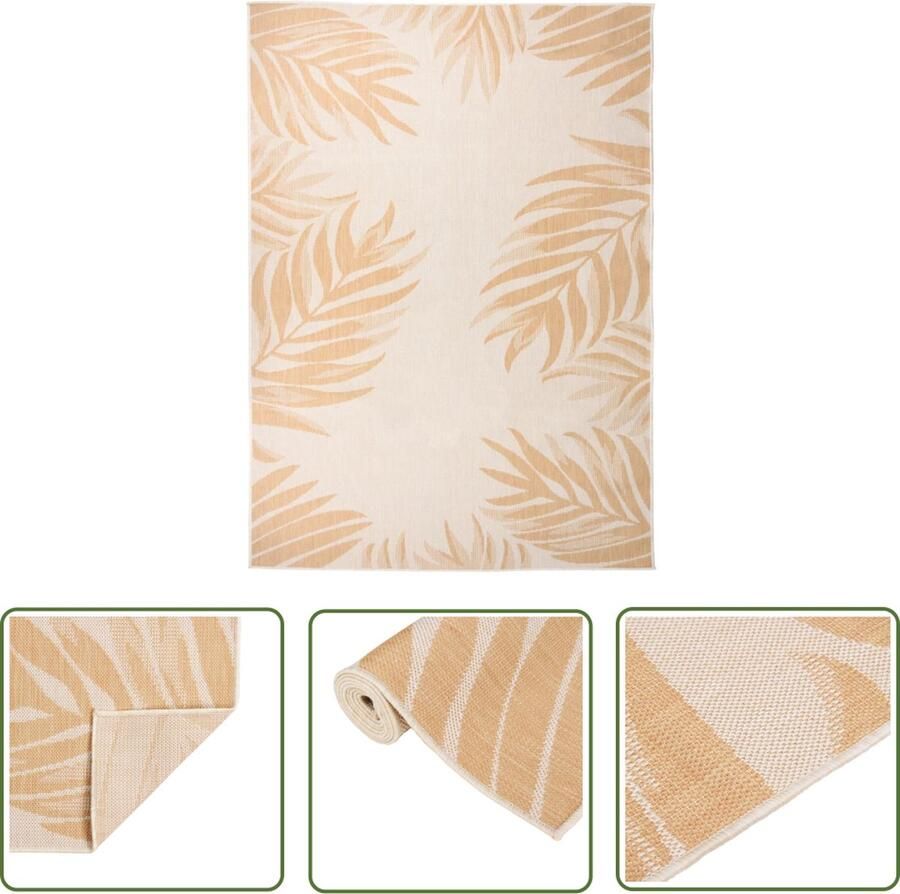 The Living Store Platgeweven Tuinkleed 120 x 170 cm Geel Uv-bestendig Weerbestendig Tuintapijten Buitentuintjes Terrasdecoratie Outdoor Decoratie Plat Geweven Tapijt