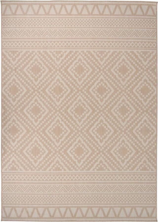 The Living Store Platgeweven Tuinkleed 120 x 170 cm Bruin Weerbestendig UV-bestendig Tuintapijten Buitenkleed Patiodekentjes Veranda Kleden Terrasvloerbekleding