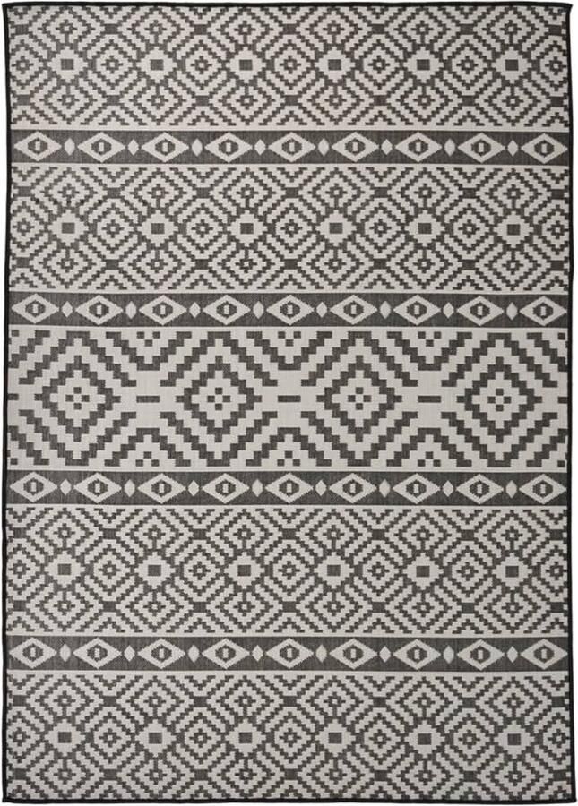 The Living Store Tuinkleed Platgeweven Polypropyleen 120x170 cm Zwart Weerbestendig Tuintapijten Buitentuin Patio Balkon Terrasdecoratie