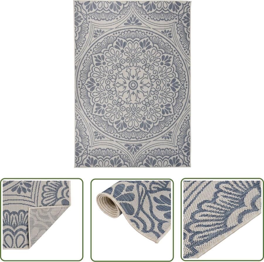 The Living Store Tuintapijt 160 x 230 cm blauw 100% PP UV-bestendig Weerbestendig Tuintapijten Buitentapijten Patio Tapijt Terras Tapijt Balkon Tapijt