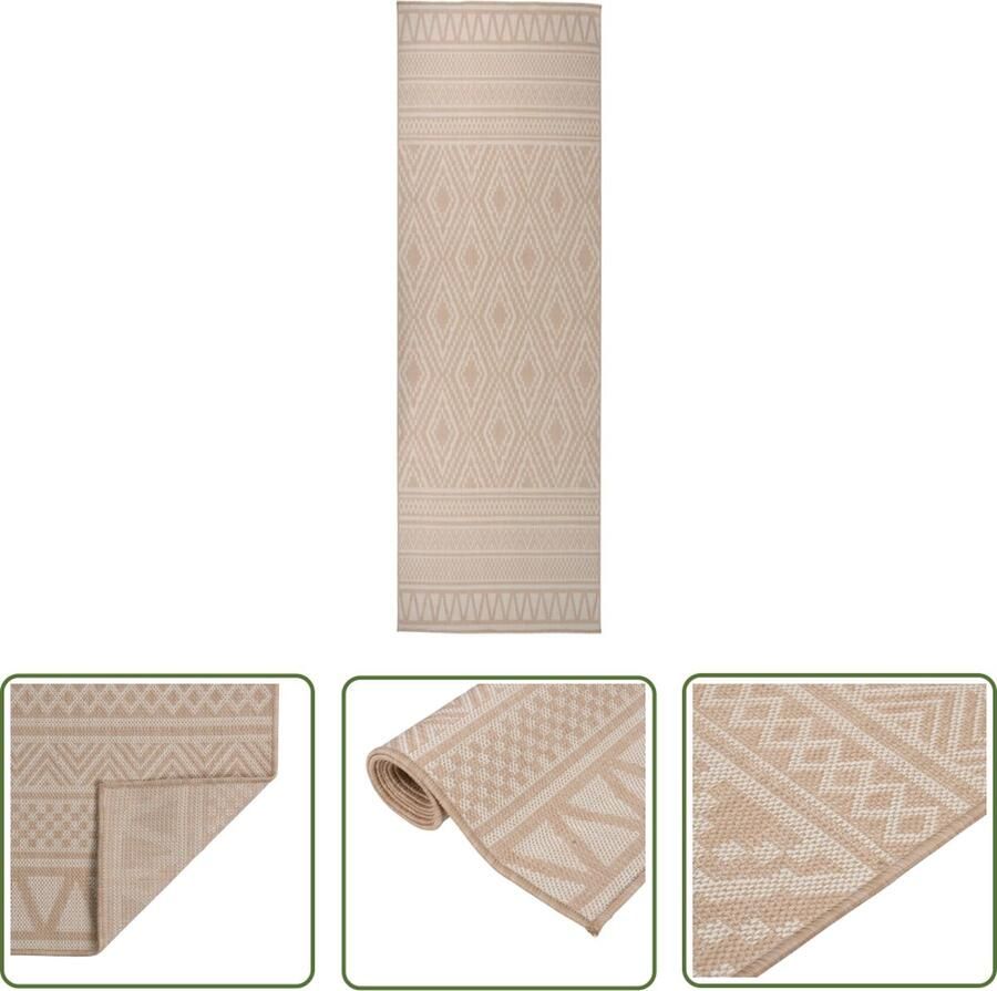 The Living Store Vloerkleed Buiten 80 x 250 cm Bruin Duurzaam polypropyleen Vloerkleed Buitenvloerkleed Patio Kleed Balkon Kleed Terras Kleed