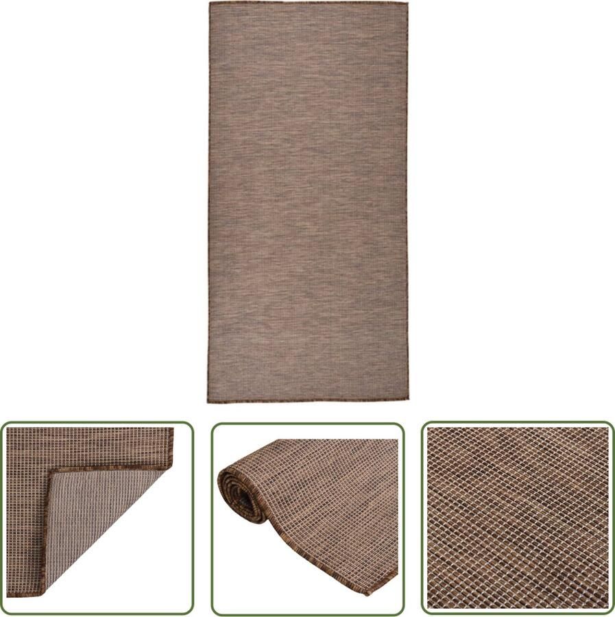 The Living Store Tuinkleed Polypropyleen 100 x 200 cm Bruin Tuintapijten Buitenkleed Patioset Terrassen Decoreren Veranda Accessoires