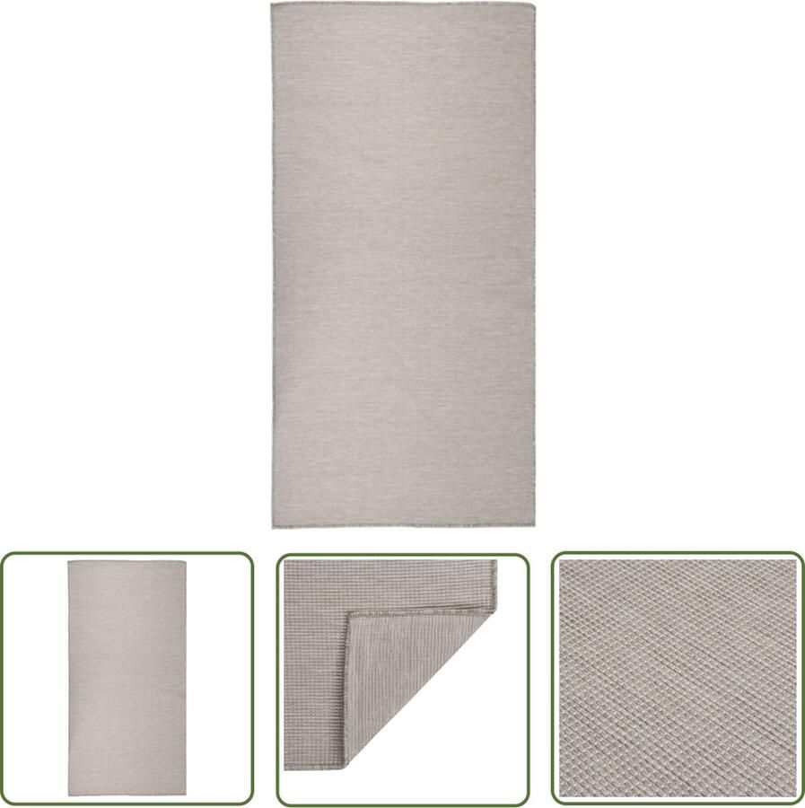 The Living Store Tuinkleed Platgeweven Vloerkleed 100x200 cm Taupe 100% PP Tuintapijten Buitentapijten Terrasvloerkleden Balkontapijten Kunststof Tapijt