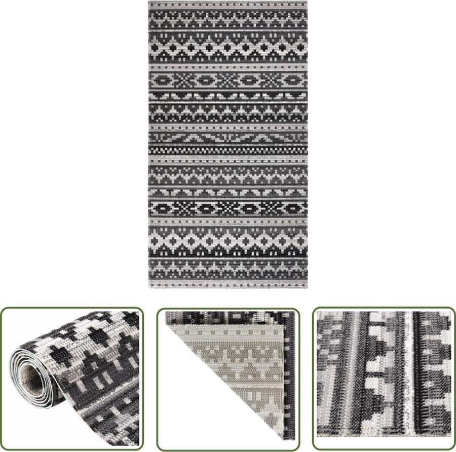 The Living Store Buitenkleed platgeweven 115x170 cm donkergrijs Vloerkleden Buitendecoratie Patiomeubilair Balkonaccessoires Outdoordecoratie