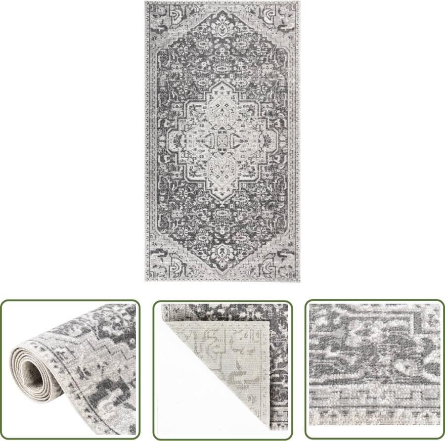 The Living Store Buitenkleed platgeweven 115x170 cm lichtgrijs Tuintapijt Buitentapijten Outdoor Tapijten Patio Tapijt Veranda Tapijt