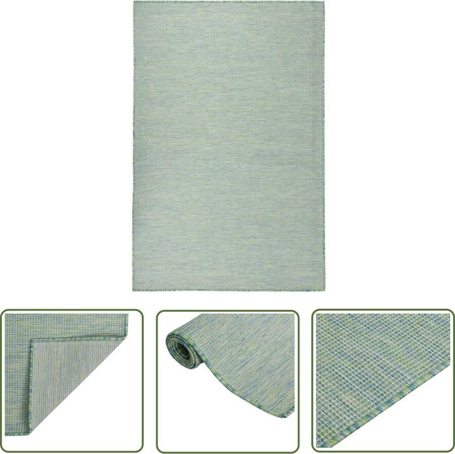The Living Store Buitentapijt 120 x 170 cm Turquoise polypropyleen Weerbestendig Uv-bestendig Tuintapijten Buitentuintjes Patio Meubilair Terrasdecoratie Outdoor Decor
