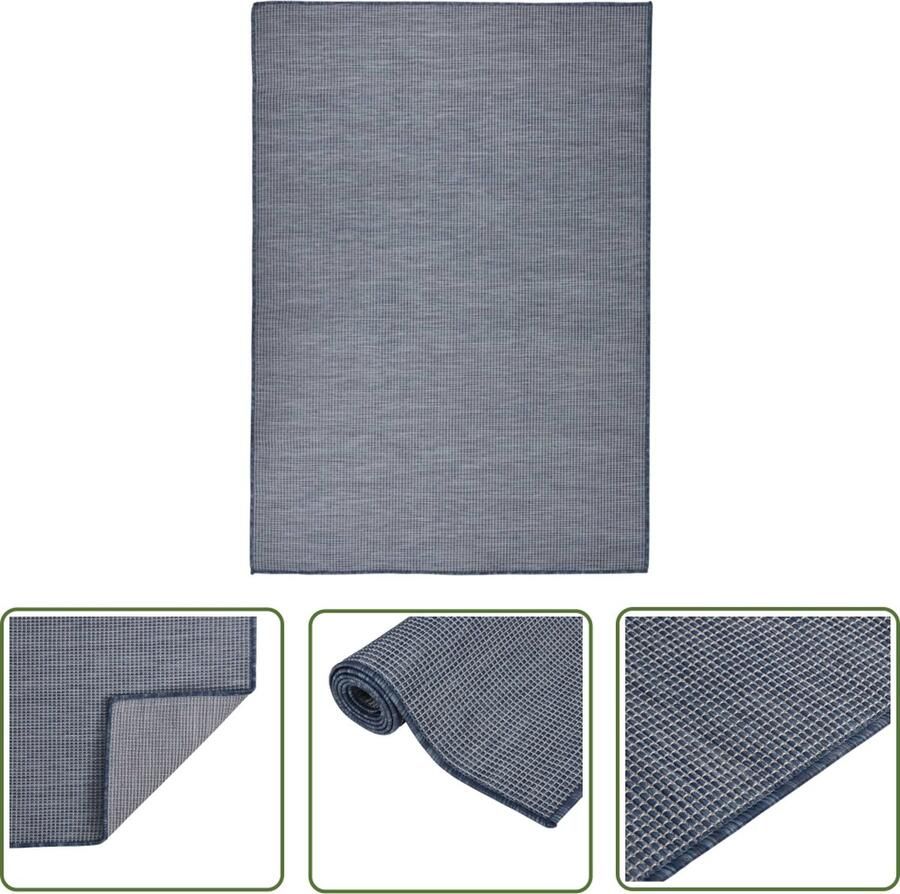 The Living Store Tuinkleed Buitenmatten 140 x 200 cm Blauw Polypropyleen Tuintapijten Buitentuintjes Terrasdecoratie Outdoor Decoratie Patio Meubilair