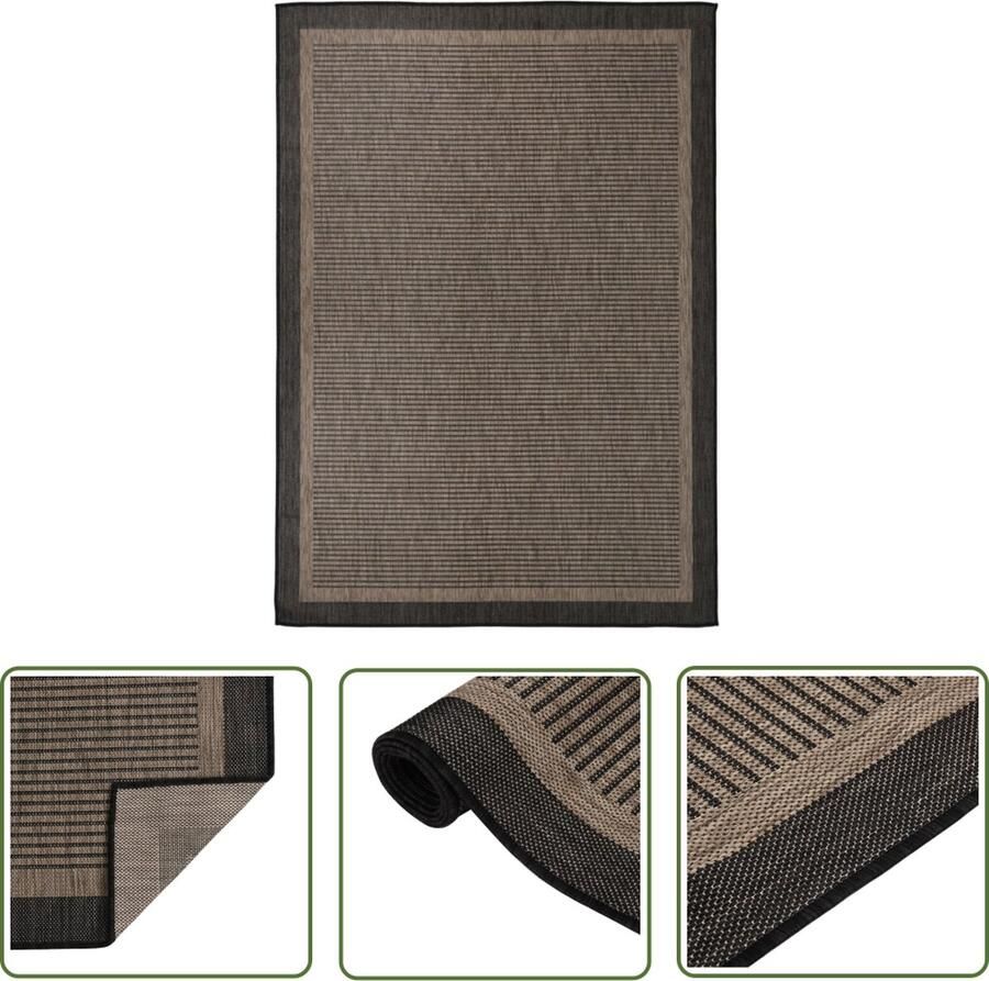 The Living Store Tuinkleed Donkerbruin 140 x 200 cm Weerbestendig UV-bestendig 100% PP Tuintapijten Buitenkleed Patiodekentjes Terrastafelmat Donkerbruin Tapijt