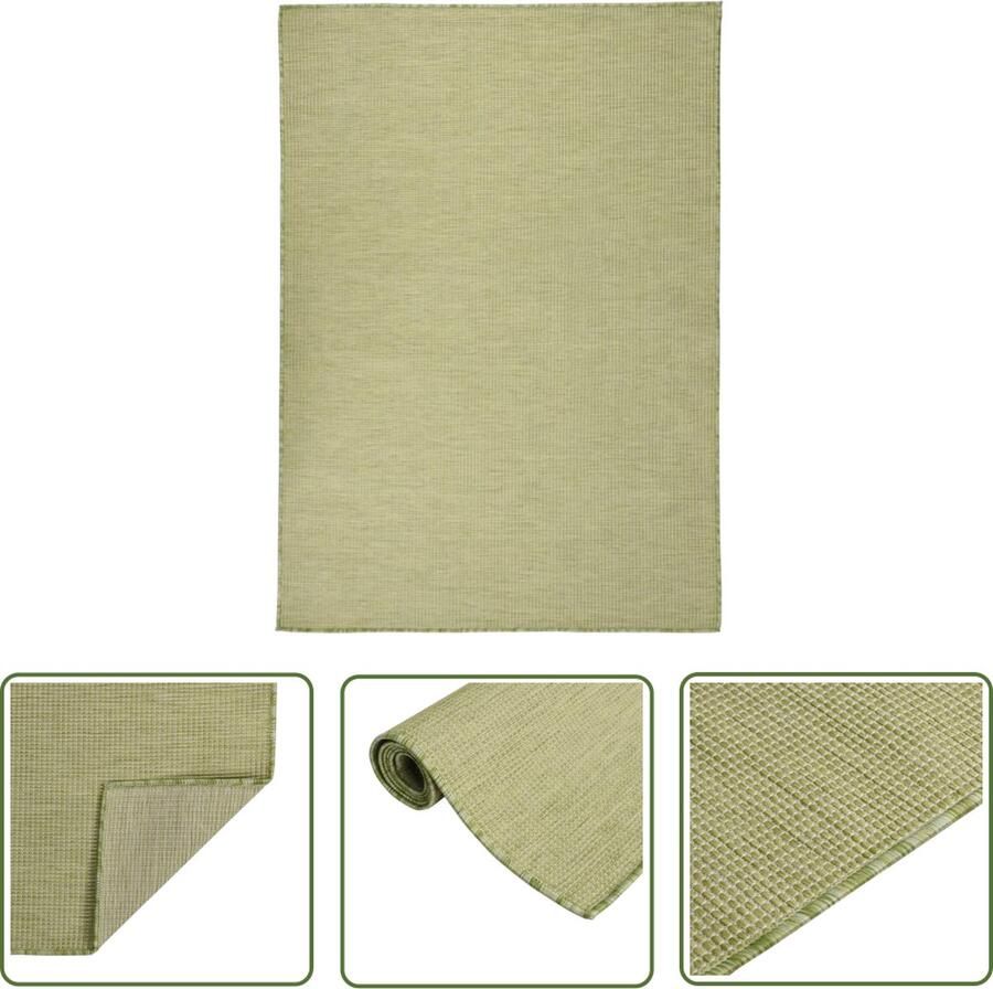 The Living Store Tuinkleed Groen 140 x 200 cm Weerbestendig UV-bestendig 100% PP Tuintapijten Outdoor Tapijt Patio Dekentjes Veranda Kleden Terrasvloeren