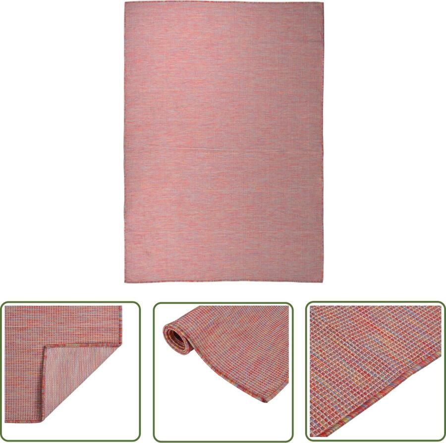 The Living Store Tuinkleed Rood 140 x 200 cm Weerbestendig UV-bestendig 100% PP Tuintapijten Buitentapijten Terrasvloerkleden Balkontapijten Polypropyleent Tapijt