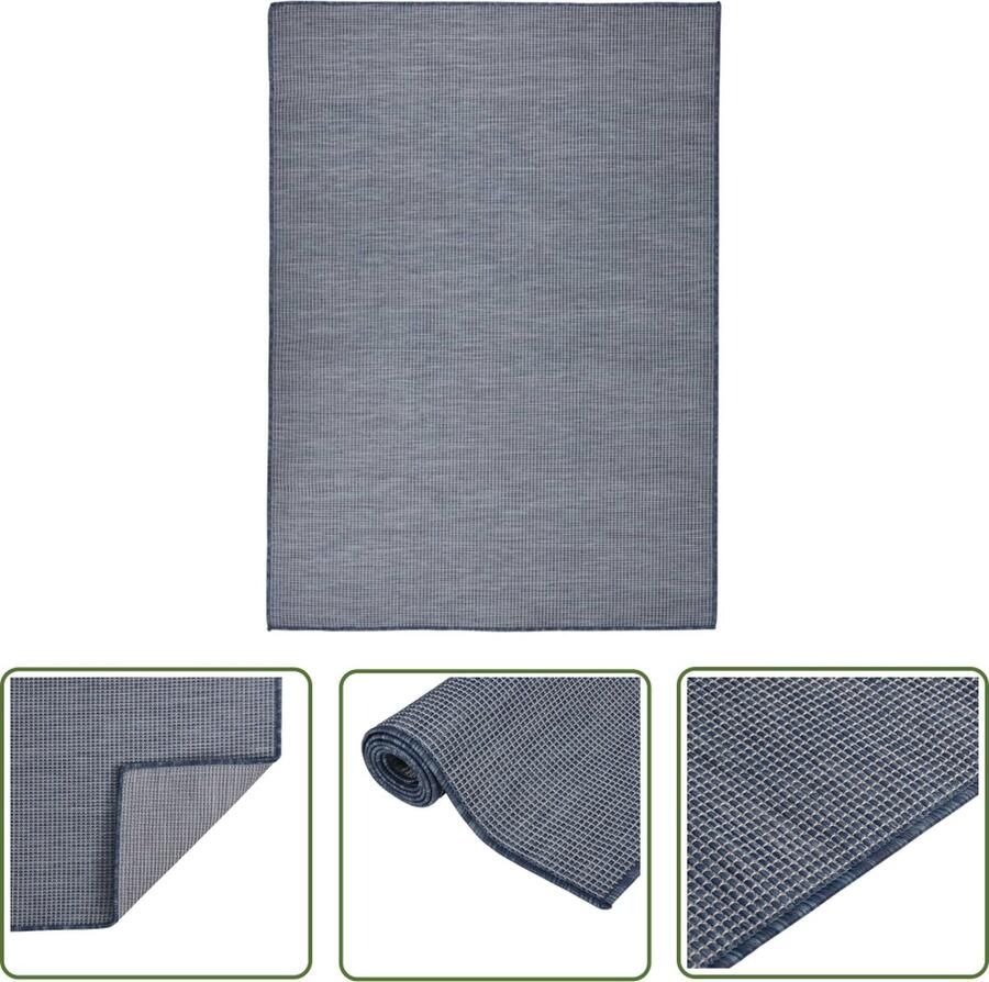 The Living Store Tuinkleed platgeweven afmetingen- 200 x 280 cm blauw Tuintapijten Buitenkleed Patiodekentjes Terrasvloerbekleding Polypropyleen Tapijt