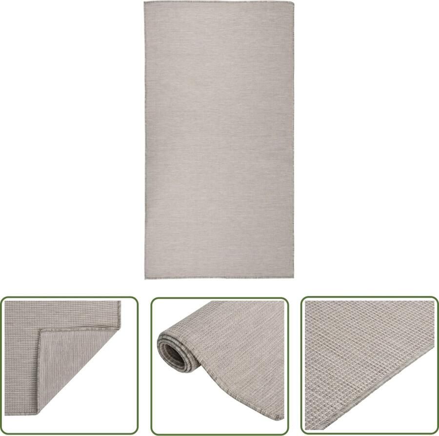 The Living Store Platgeweven Tuinkleed 80x150cm Taupe Weerbestendig UV-bestendig Tuintapijten Plat Geweven Tapijt Outdoor Tapijt Terras Tapijt Balkon Tapijt