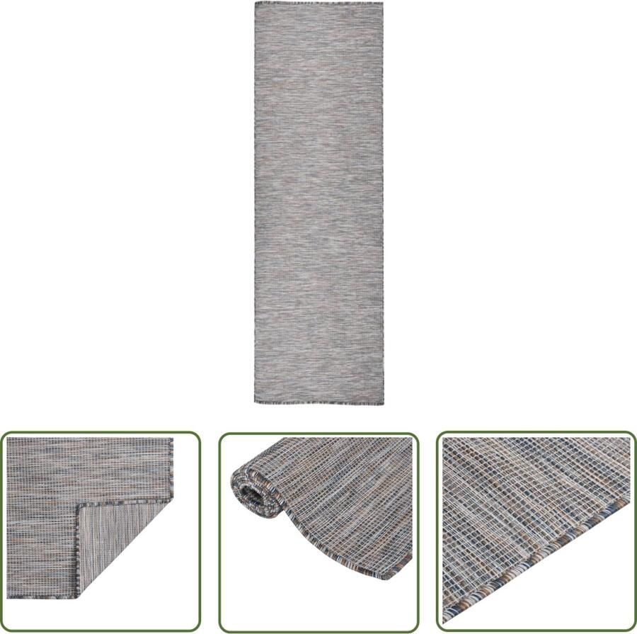 The Living Store Tuinkleed Beschermende matten 80 x 250 cm Bruin Blauw Weerbestendig Tuin Kleed Buitentapijt Terrasvloer Balkonkleden Polypropyleen Tapijten