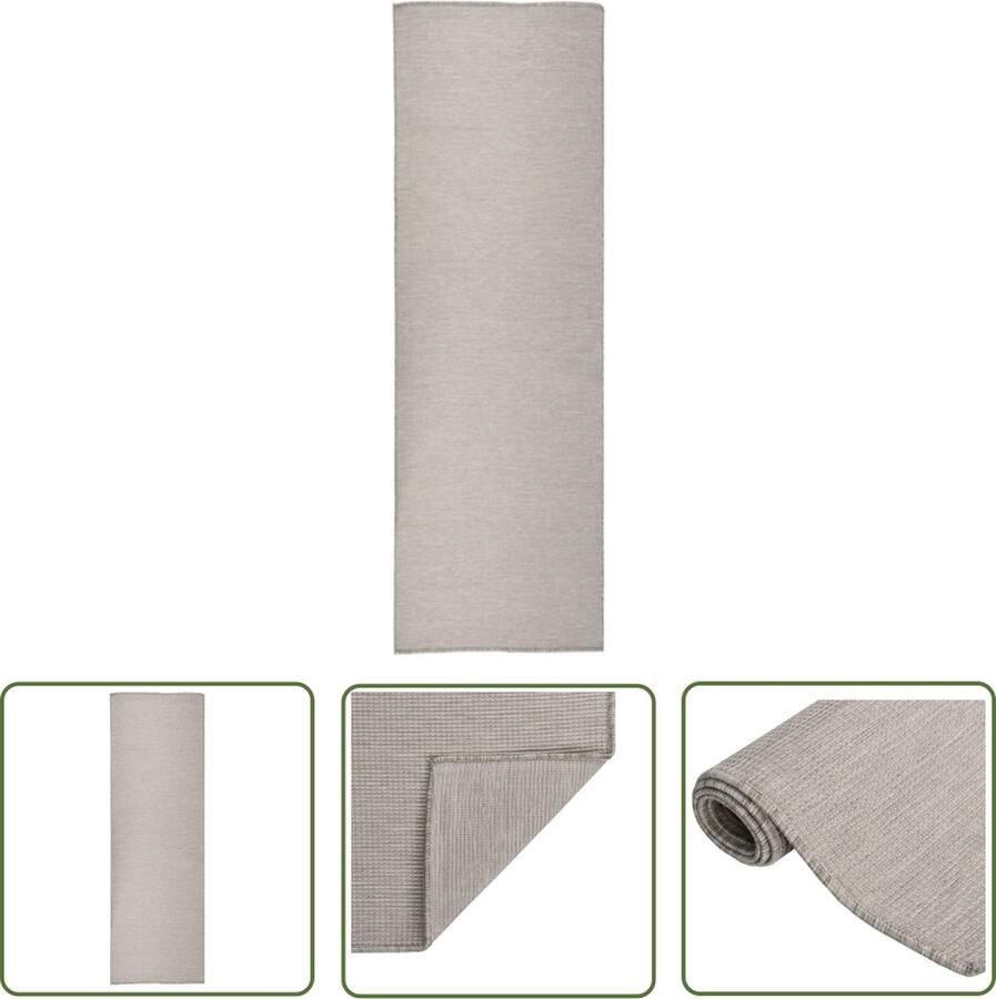 The Living Store Tuinkleed Platgeweven 80x250cm Taupe Duurzaam polypropyleen Tuintapijt Vloertegels Outdoor Decor Patio Meubels Veranda Accessoires