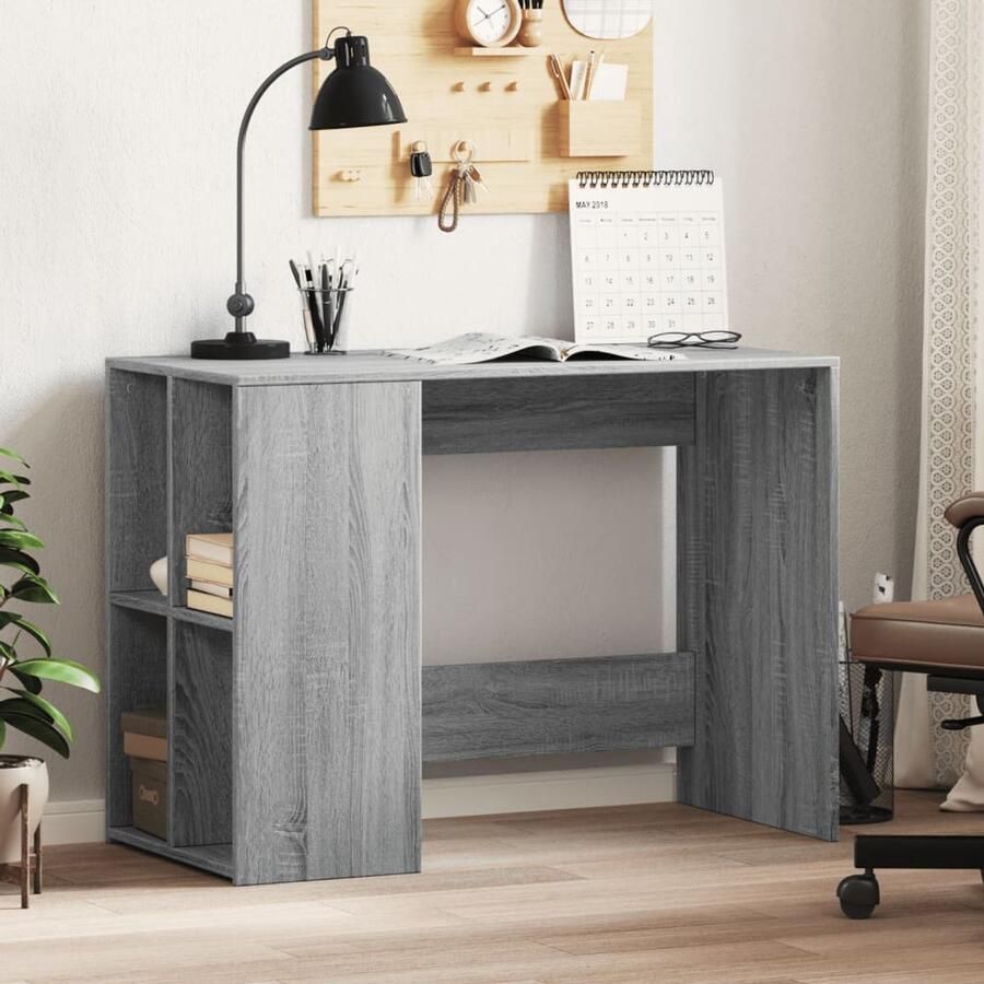 The Living Store Bureau 102x50x75 cm bewerkt hout grijs sonoma eikenkleurig Stijlvol Bureau Grijze Bureau Houten Bureau Kantoor Bureau Werkblad - Foto 2