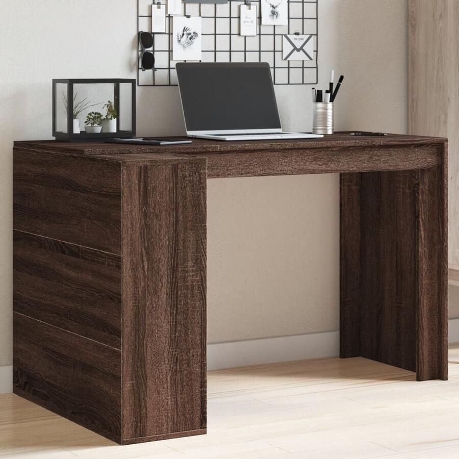 VidaXL The Living Store Bureau 123 5x73 5x75 cm bewerkt hout bruin eikenkleurig Bureau Houten Bureau Bruine Bureau Eiken Kleur Bureau Compact Bureau - Foto 2