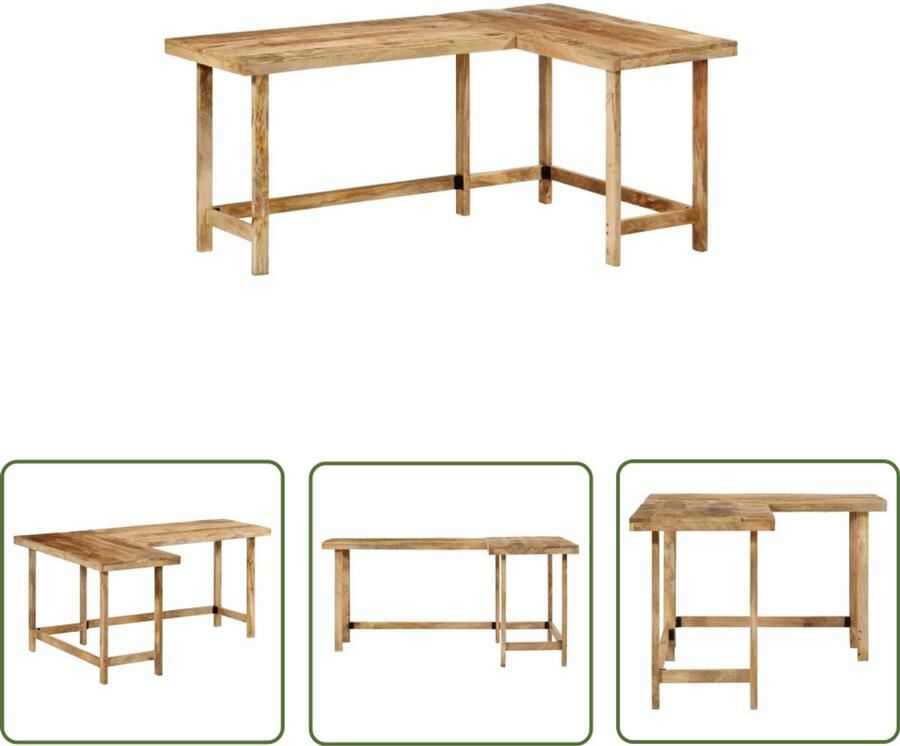 The Living Store Bureau 165x110x75 cm massief mangohout Bureau Mangohout Kantoor Werkblad Home Office