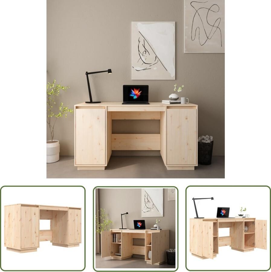 The Living Store Bureau Classic Pine 140x50x75cm Opbergruimte Montage Vereist Klassieke Bureau Houten Bureau Bureaublad Grenenhouthout Modern Bureau - Foto 3