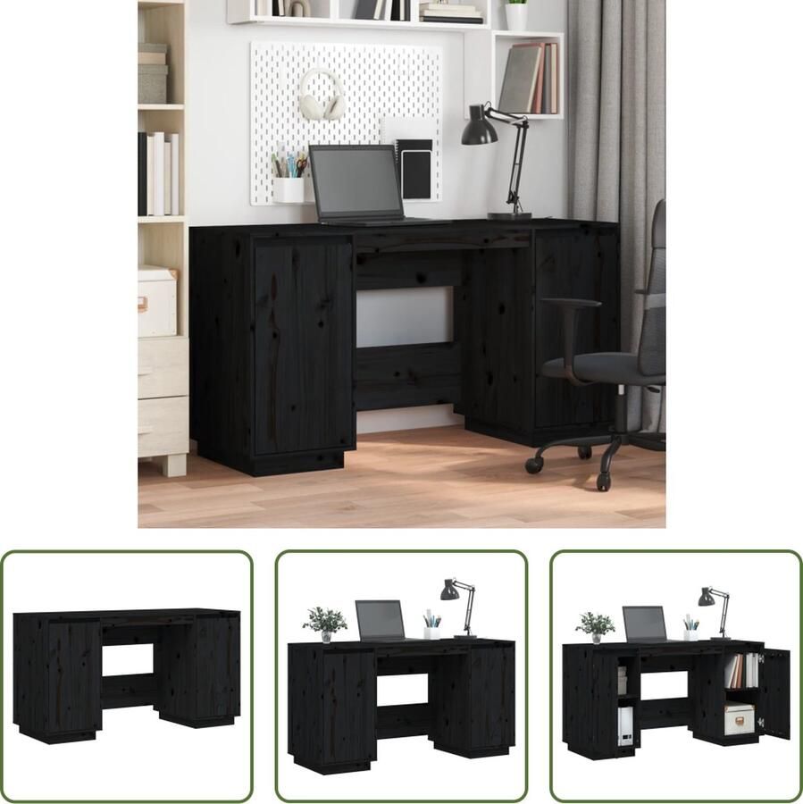 The Living Store Bureau Grenenhout Studie Werk 140x50x75 cm Zwart