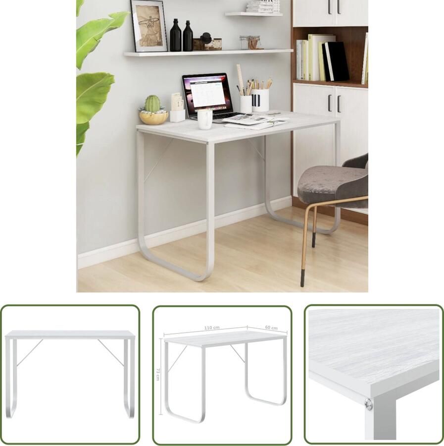 The Living Store Bureau Industrial 110 x 60 x 73 cm Wit - Foto 2