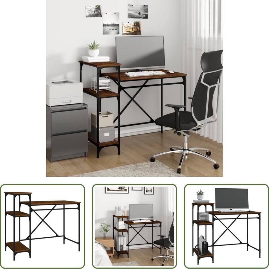 The Living Store Bureau Industrieel 105 x 50 x 90 cm Duurzaam bewerkt hout en ijzer - Foto 2