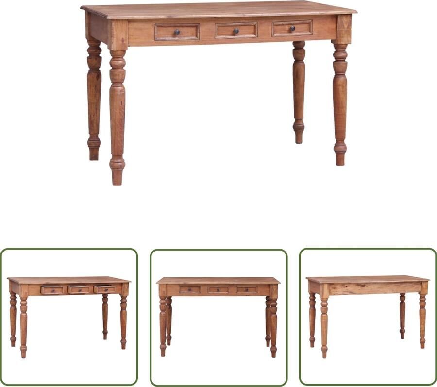 The Living Store Bureau met lades 117x57x75 cm massief mahoniehout Bureau Houten Bureau Landelijke Bureau Retro Bureau Computer Bureau - Foto 2