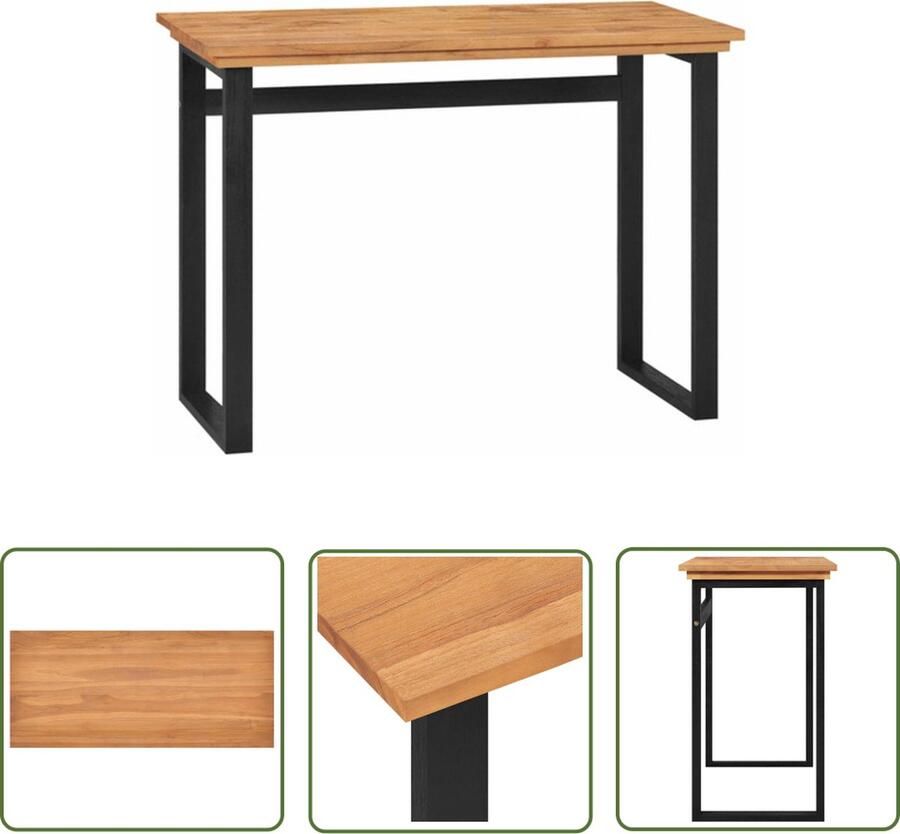 The Living Store Bureau Rustieke Charme Teakhout 100 x 45 x 75 cm IndustriÃle Stijl Montage vereist - Foto 2