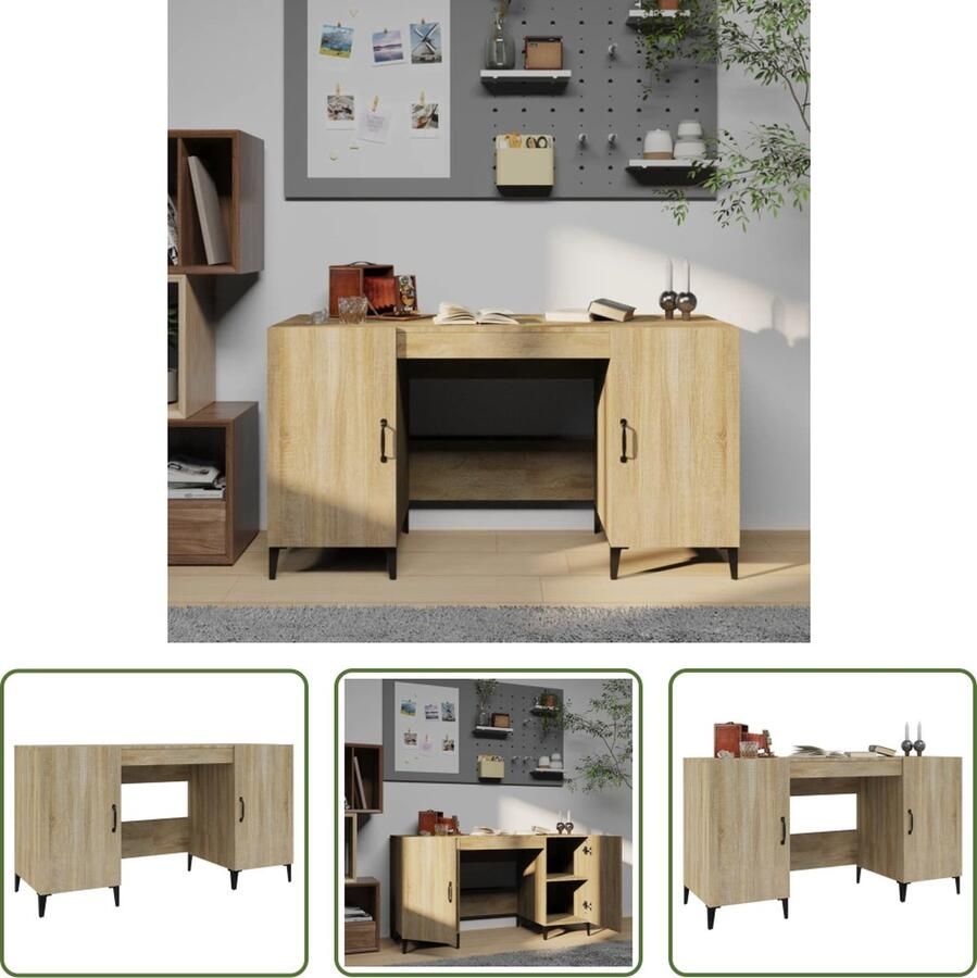 The Living Store Bureau Sonoma Eiken 140 x 50 x 75 cm Multifunctioneel Voldoende opbergruimte - Foto 2