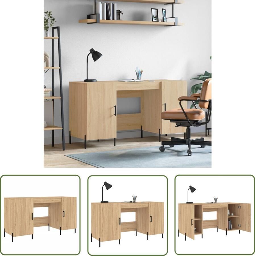 The Living Store Bureau Sonoma Eiken 140 x 50 x 75 cm Praktisch en Duurzaam - Foto 2