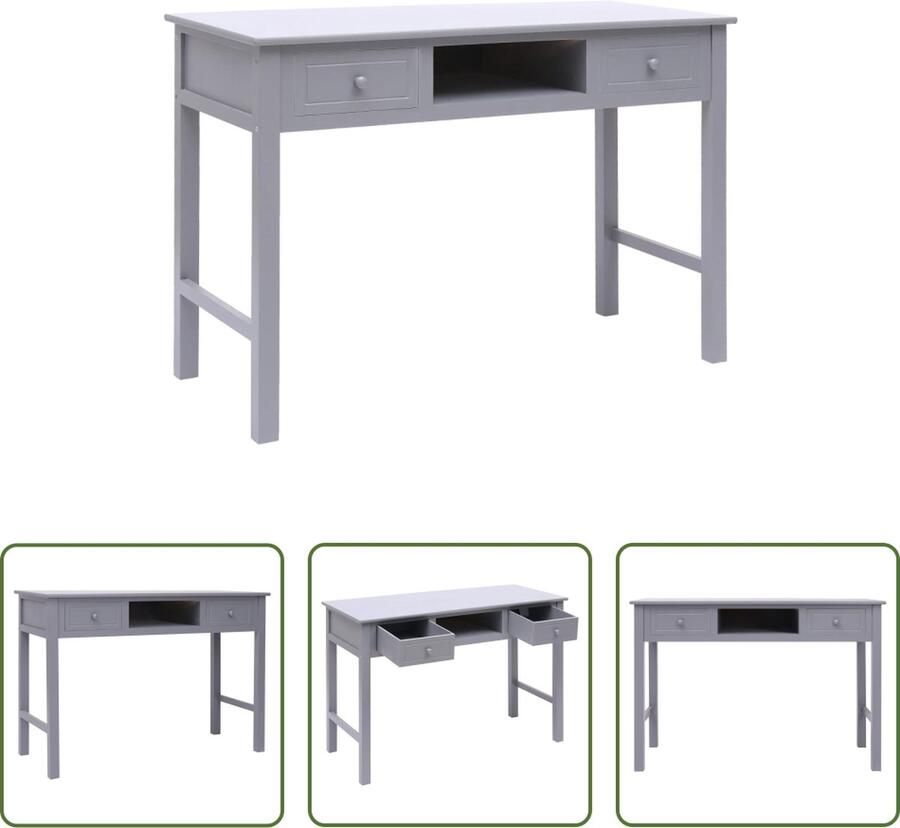 The Living Store Bureau Vintage Hout 110x45x76 cm Grijs Paulownia Populierenhout - Foto 2