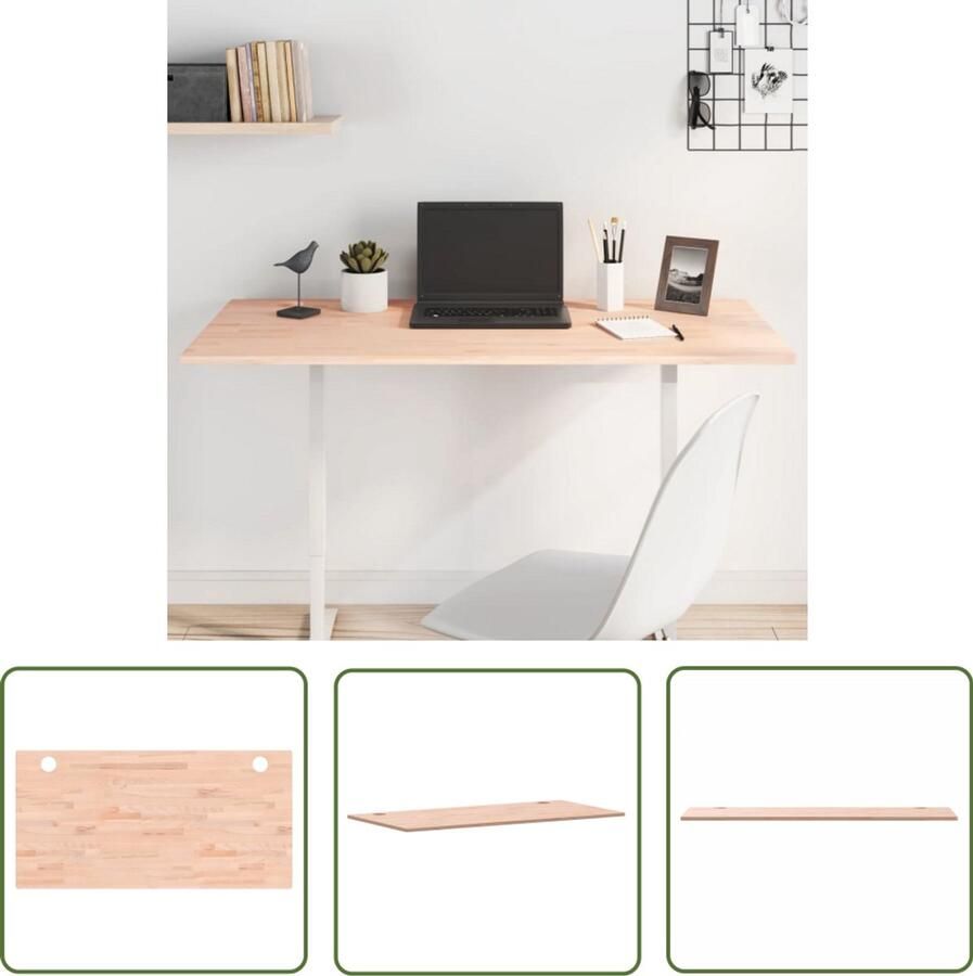 The Living Store Bureaublad 110x55x1 5 cm massief beukenhout Bureau Bureaublad Beukenhout Massief Hout Kantoormeubilair