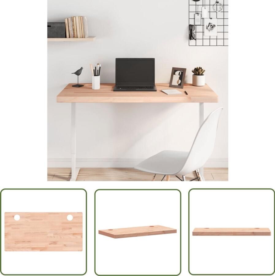 The Living Store Bureaublad 110x55x4 cm massief beukenhout Bureau Blad Bureau Beukenhouten Bureau Houten Bureau Massief Beukenhout