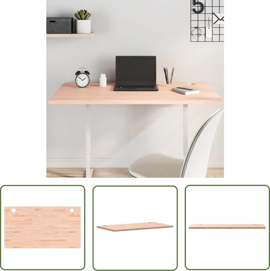 The Living Store Bureaublad 110x60x2 5 cm massief beukenhout Bureaublad Beukenhout Massief Hout Bureau Schrijfblad