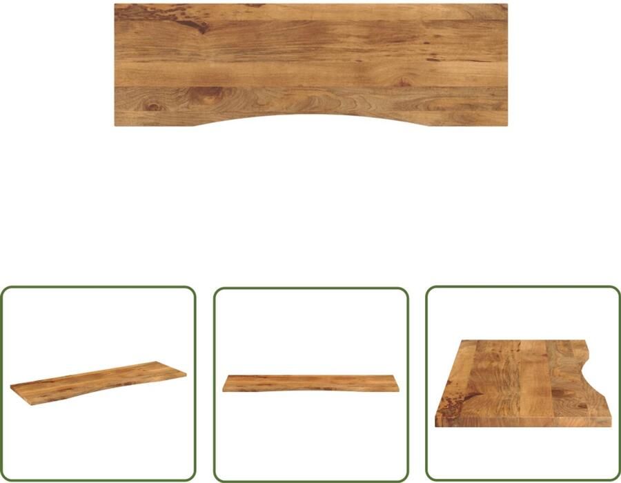 The Living Store Bureaublad met ronding 160x50x2 5 cm massief ruw mangohout Houten Bureau Mangohout Bureau Bureaublad Kantoor Accessoires Werkblad