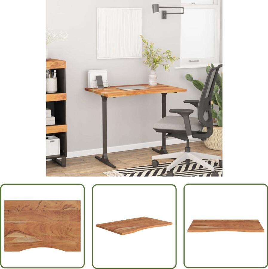 The Living Store Bureaublad rechthoekig 100x60x2 5 cm massief acaciahout Houten Bureau Blad Bureau Accessoires Acacia Hout Massief Hout Ergonomische Werkplek