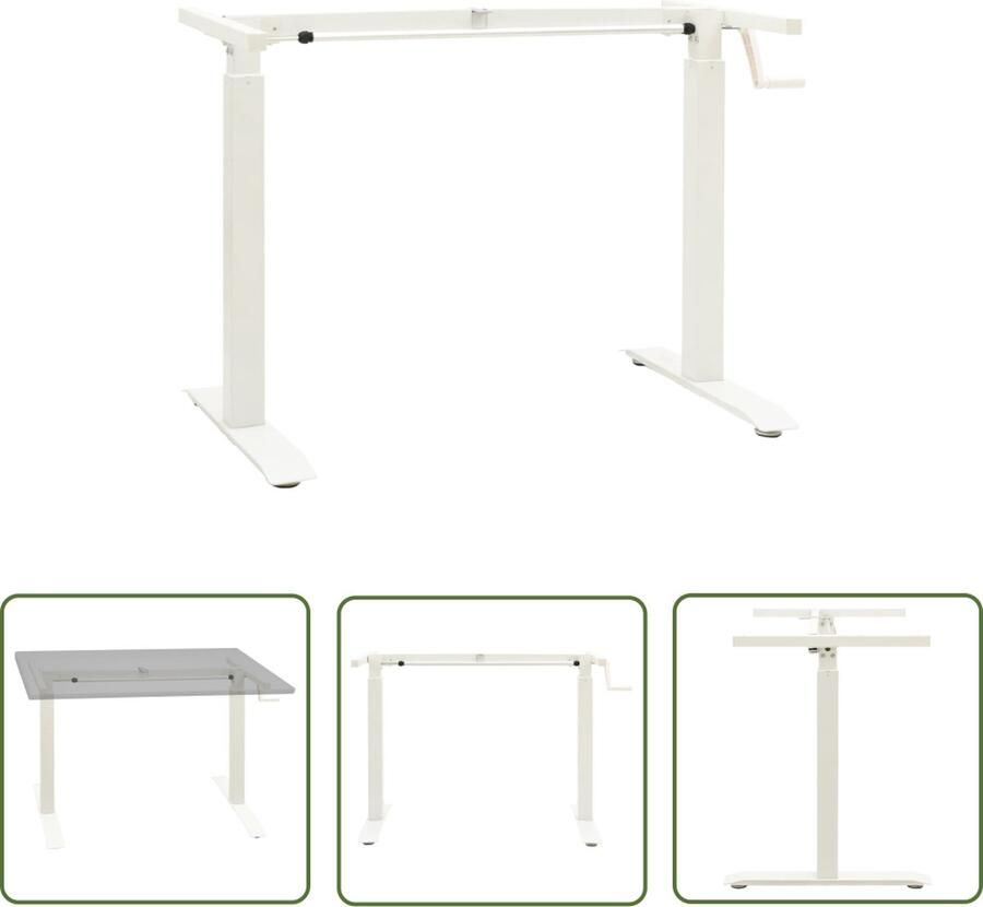 The Living Store Bureauframe Handmatig verstelbaar Verstelbare breedte- 102-160 cm Verstelbare hoogte- 71-113 cm Geschikt voor tafelblad 120-180 cm Kleur- wit Materiaal- koolstofstaal - Foto 3