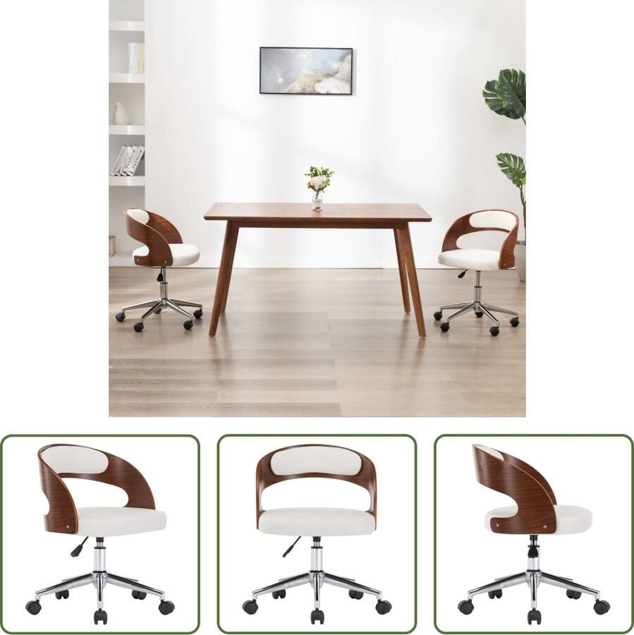 The Living Store Eetstoel Eetkamerstoel 48 x 53 cm Ergonomisch Ontwerp Wit Eetkamerstoel Witte Stoel Comfortabele Stoel Ergonomische Stoel Draaibare Stoel - Foto 2