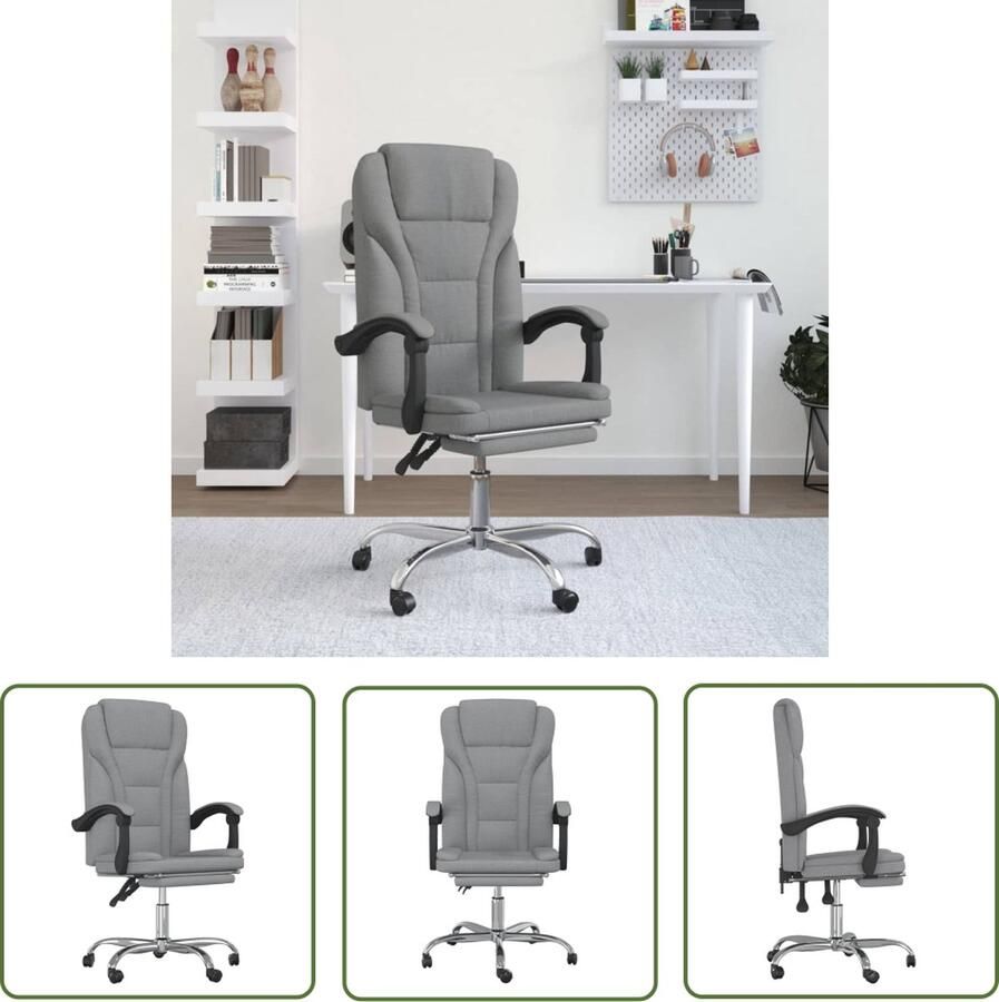 The Living Store Verstelbare Bureaustoel Lichte Grijs 63 x 56 x (112.5 122) cm Duurzaam materiaal Kantoorstoel Bureaustoel Ergonomische Stoel Verstelbare Stoel Grijze Stoel - Foto 4