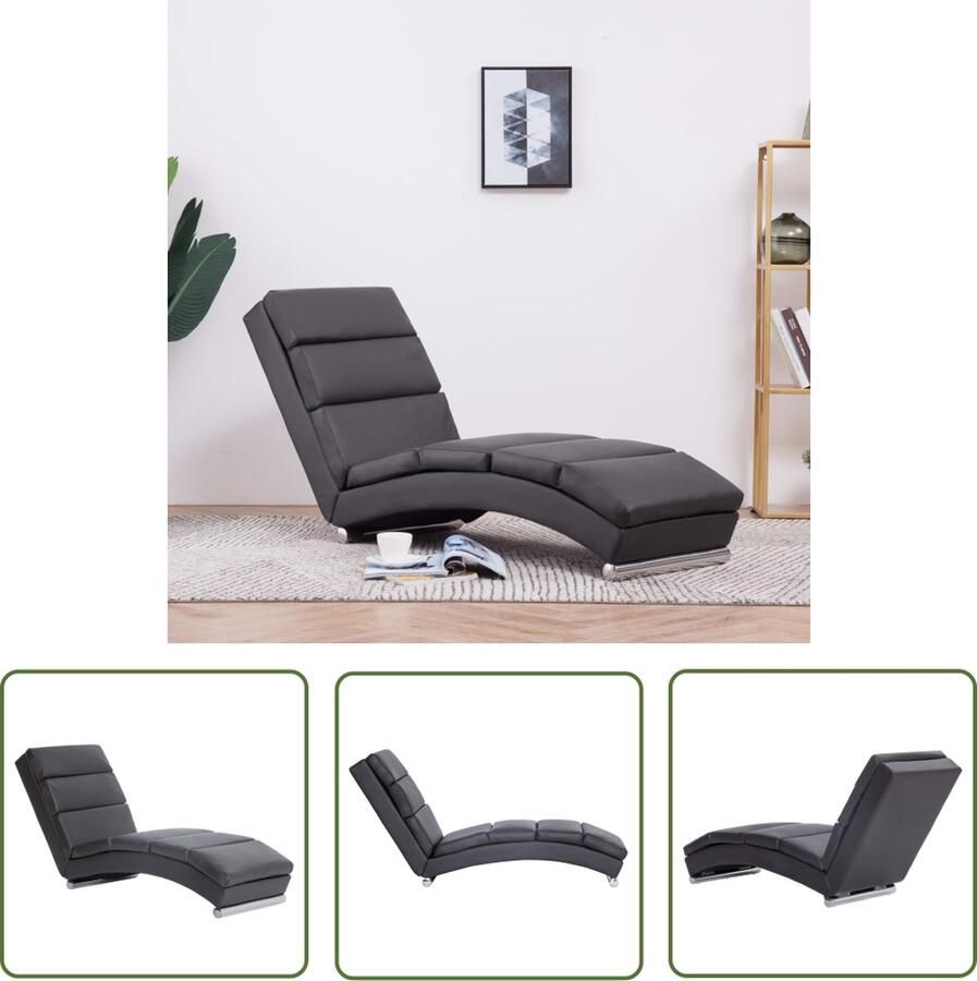 The Living Store Chaise Longue Comfortabel Grijs 155x51x71 cm Roestvrijstalen Poten Comfortabele Chaise Lounge Stoel Grijze Chaise Longue Relaxfauteuil Tuinchaise Lounge - Foto 2