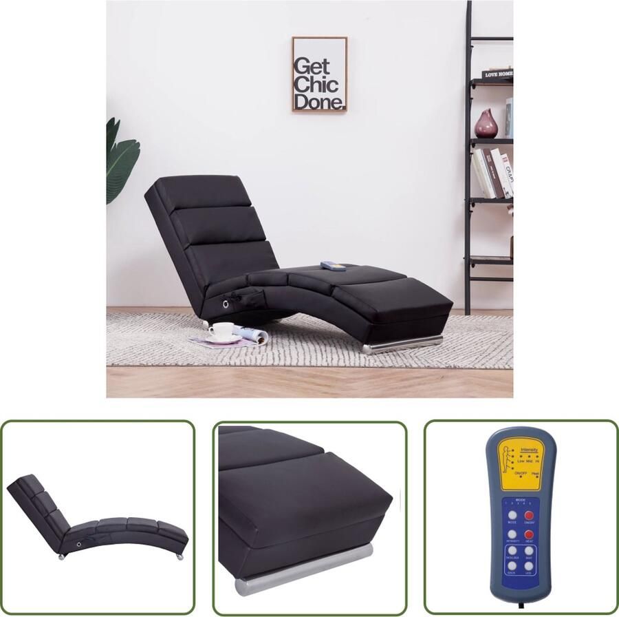 The Living Store Chaise Longue Massage en Verwarming Bruin 155 x 51 x 71 cm USB-aansluiting - Foto 2