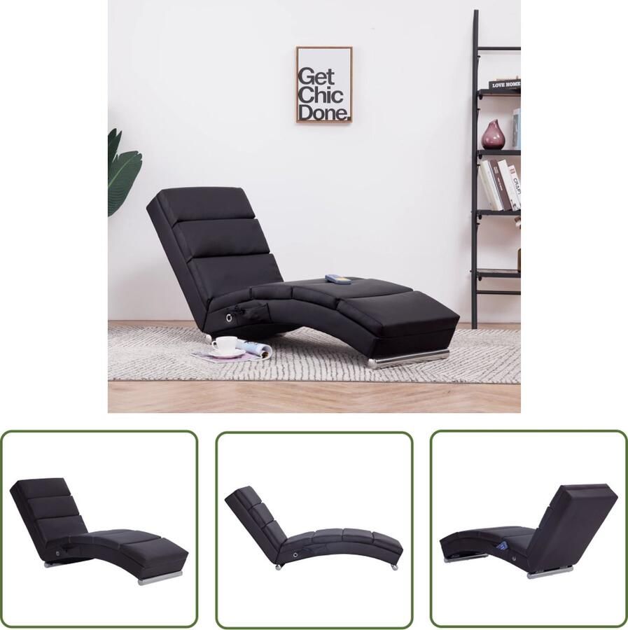The Living Store Chaise Longue Massage en Verwarming Bruin 155 x 51 x 71 cm USB-aansluiting
