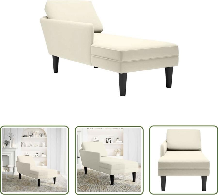 The Living Store Chaise longue met kussen&rechterarmleuning fluweel crèmekleurig Dynamische Sleutel Gereedschapset Drapers Tools Klikmechanisme Torque Wrench