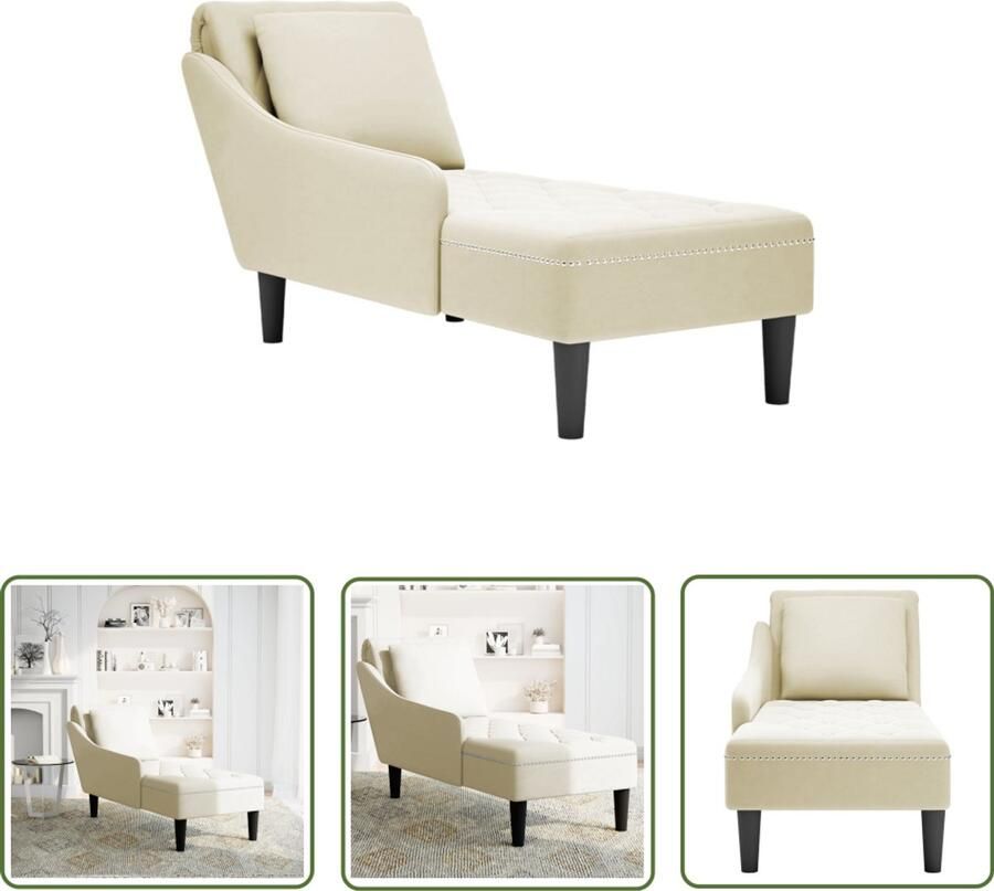 The Living Store Chaise longue met kussen&rechterarmleuning fluweel crèmekleurig Dynamische Sleutel Gereedschapset Klikmechanisme Torque Wrench Handgereedschap - Foto 2