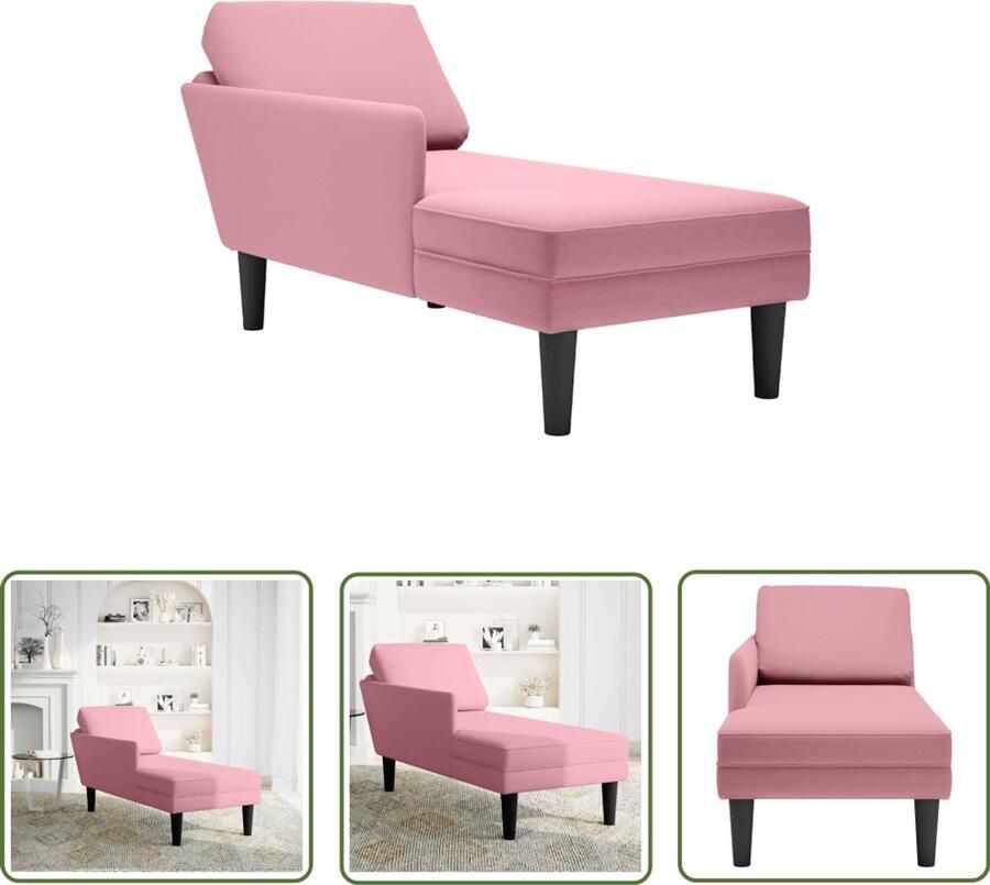 VidaXL The Living Store Chaise longue met kussen en rechterarmleuning fluweel roze Dynamische Sleutel Gereedschapset Mechanica Klikmechanisme Torque Wrench