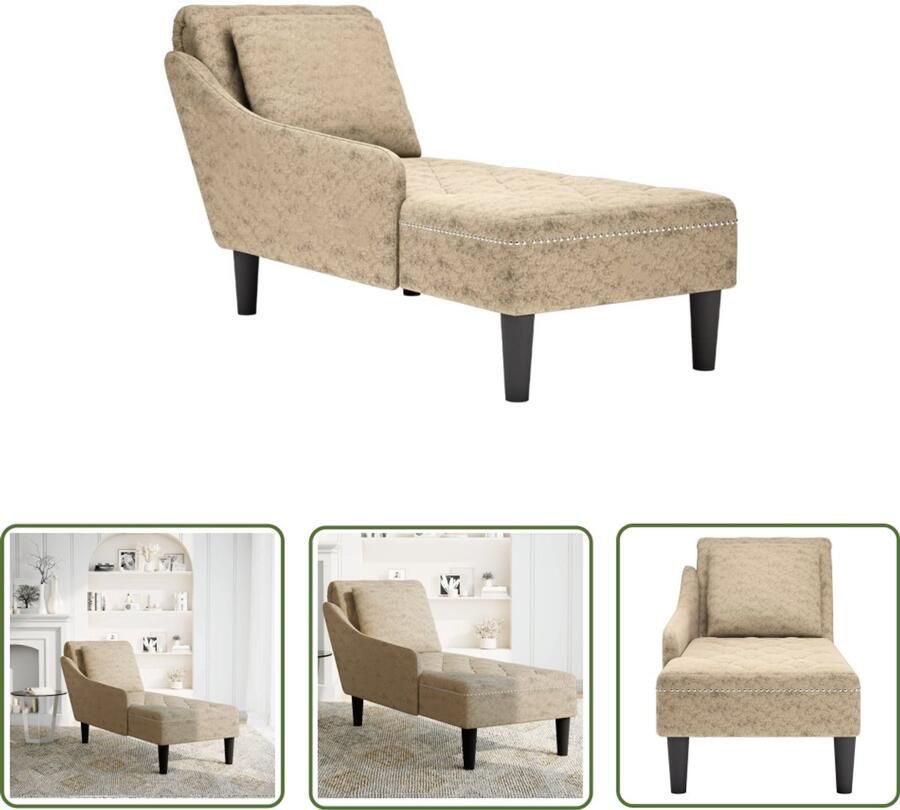 The Living Store Chaise longue met kussen&rechterarmleuning kunstleer lichtgrijs Chaise Lounge Relaxstoel Leesfauteuil Huishoud Benodigdheden Designmeubel