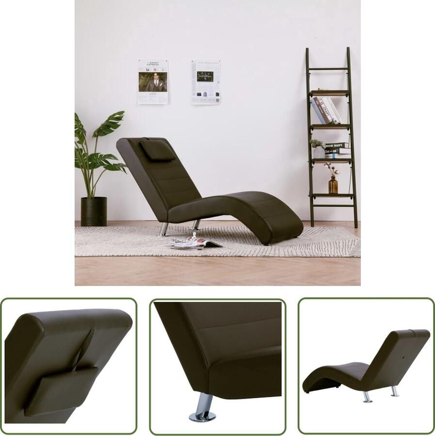 The Living Store Chaise longue Bruin 144 x 59 x 79 cm Stevig en duurzaam Chaise Lounge Bruine Loungestoel Bruin Comfortabele Stoel Relaxfauteuil Tuinlounge - Foto 2